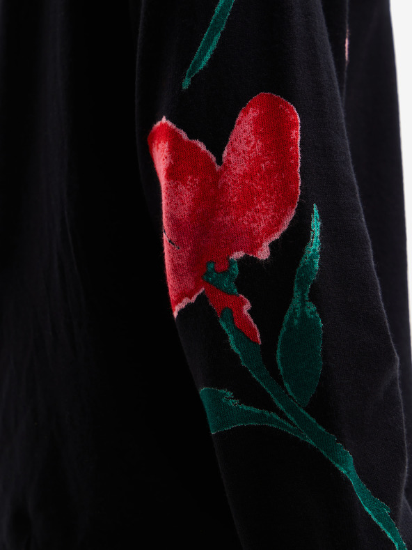 Desigual Černý dámský květovaný svetr Desigual Demis