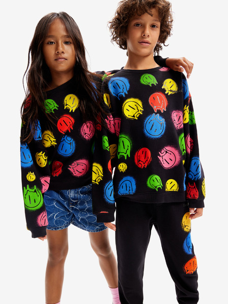 Desigual Černá dětská vzorovaná mikina Desigual Smile Colours