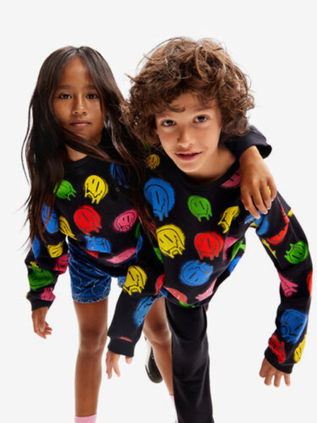 Desigual Černá dětská vzorovaná mikina Desigual Smile Colours