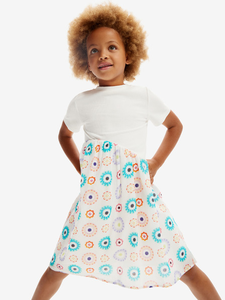 Desigual Bílé holčičí šaty Desigual Andy