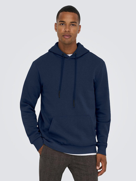 ONLY & SONS Tmavě modrá pánská basic mikina s kapucí ONLY & SONS Ceres