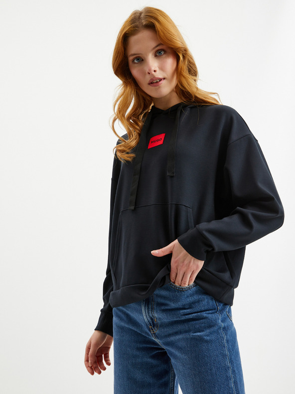 HUGO Černá dámská mikina s kapucí HUGO