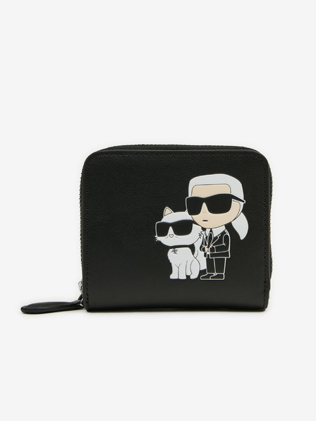 Karl Lagerfeld Černá dámská kožená peněženka KARL LAGERFELD Ikonik