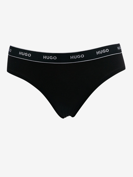HUGO Sada tří dámských kalhotek v černé a bílé barvě HUGO