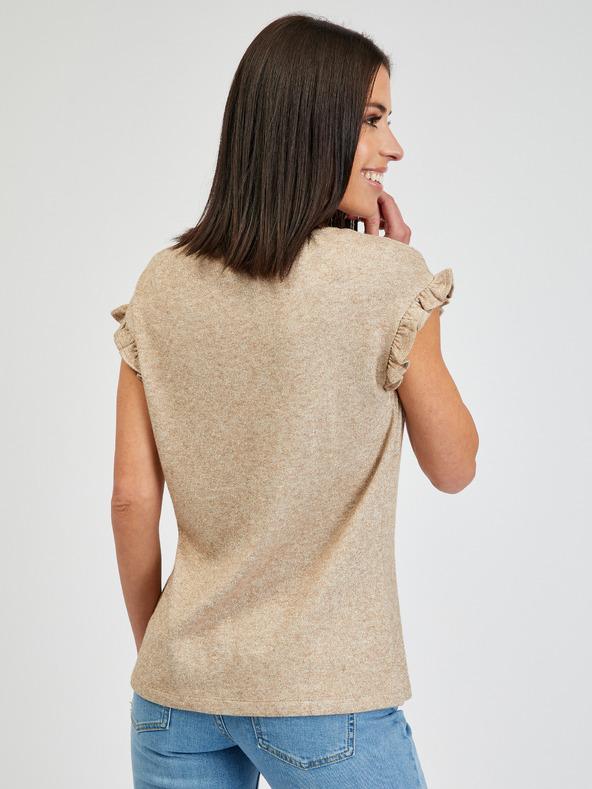 Orsay Světle hnědé dámské žíhané tričko ORSAY