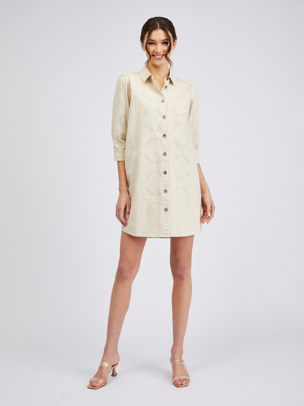 Orsay Béžové dámské džínové šaty ORSAY