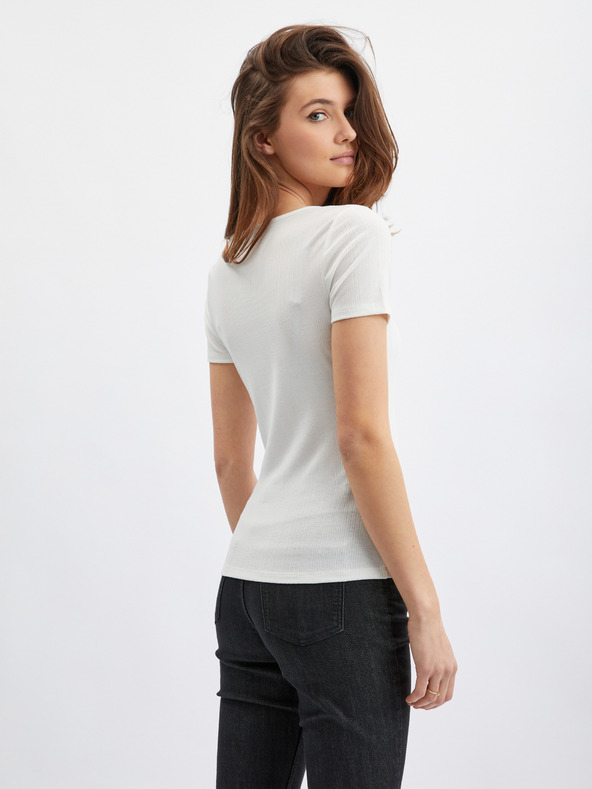 Orsay Bílé dámské tričko s ozdobným detailem ORSAY