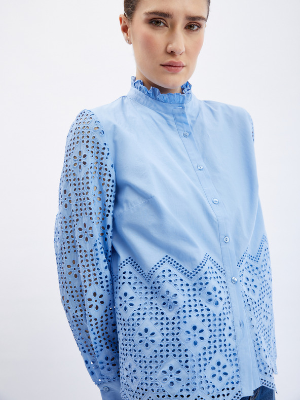 Orsay Světle modrá dámská halenka s ozdobnými detaily ORSAY