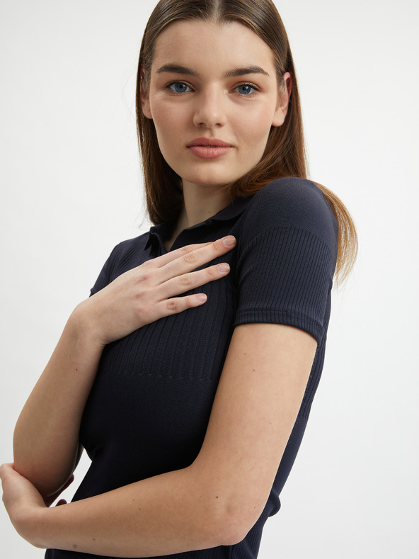 Orsay Tmavě modré dámské úpletové polo tričko ORSAY