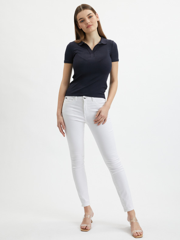 Orsay Tmavě modré dámské úpletové polo tričko ORSAY