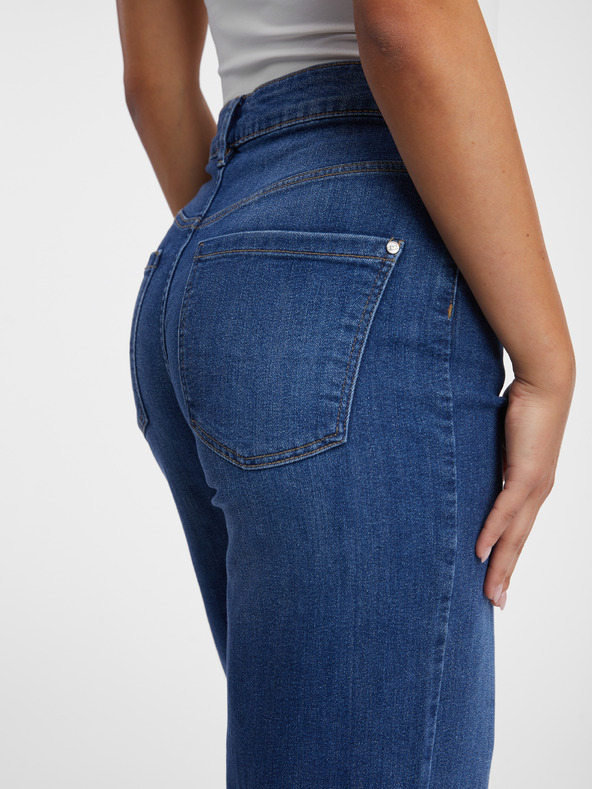 Orsay Tmavě modré dámské široké džíny ORSAY