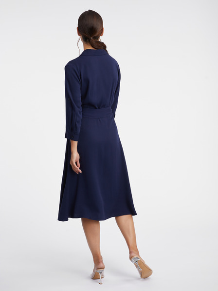 Orsay Tmavě modré dámské košilové midišaty ORSAY