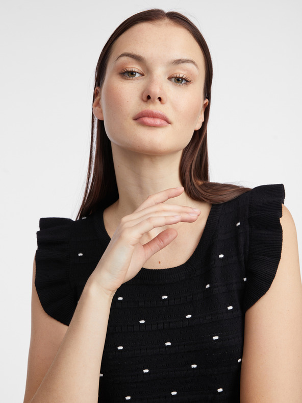 Orsay Černé dámské puntíkované svetrové tričko ORSAY