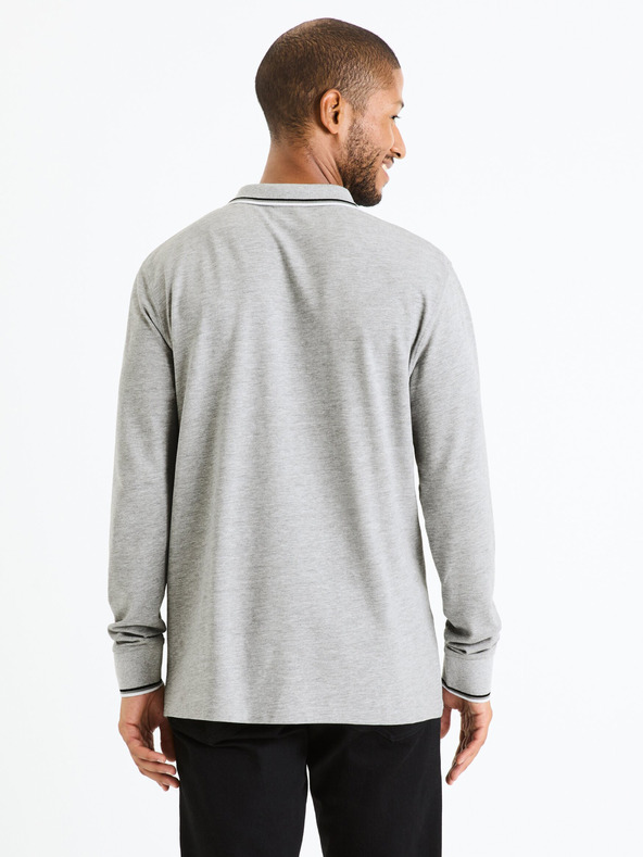 Celio Světle šedé pánské polo tričko Celio Decoml