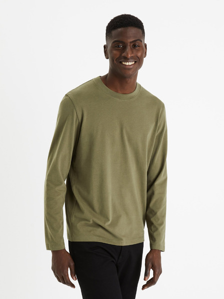 Celio Khaki pánské tričko Celio Cesolaceml