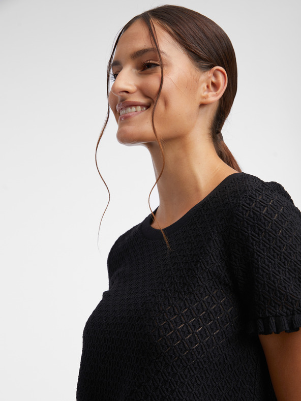 Orsay Černé dámské vzorované úpletové tričko ORSAY