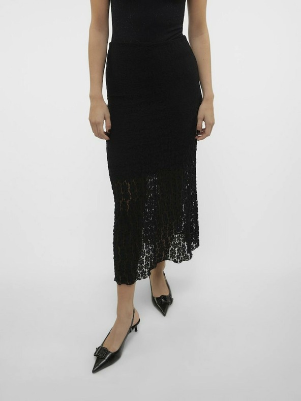 AWARE by VERO MODA Černá dámská krajková maxi sukně AWARE by VERO MODA Vania