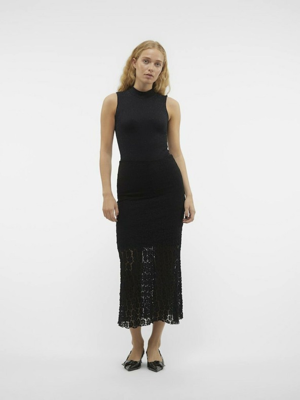 AWARE by VERO MODA Černá dámská krajková maxi sukně AWARE by VERO MODA Vania