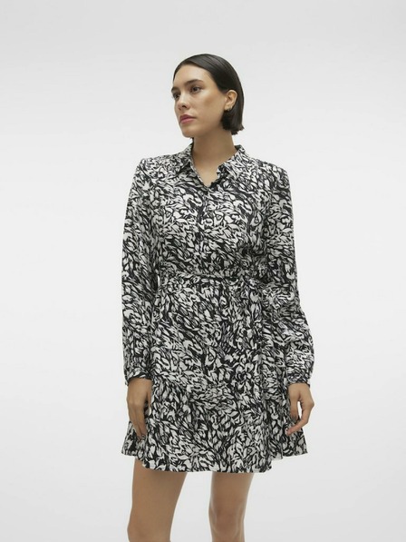 Vero Moda Bílo-černé dámské vzorované košilové šaty Vero Moda Debby