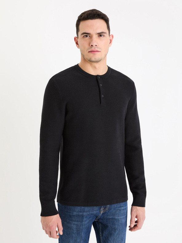 Celio Černý pánský basic svetr Celio Genesis