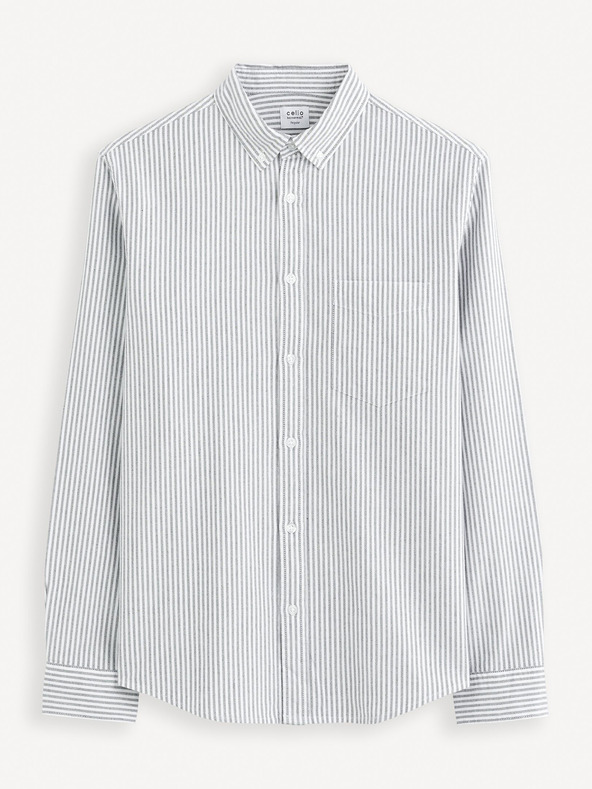 Celio Světle šedá pánská pruhovaná košile Celio Caoxfordy