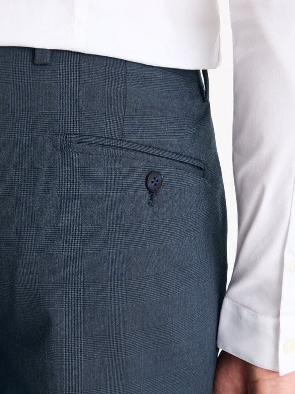 Celio Tmavě modré pánské kostkované společenské kalhoty Celio Gogabinfun