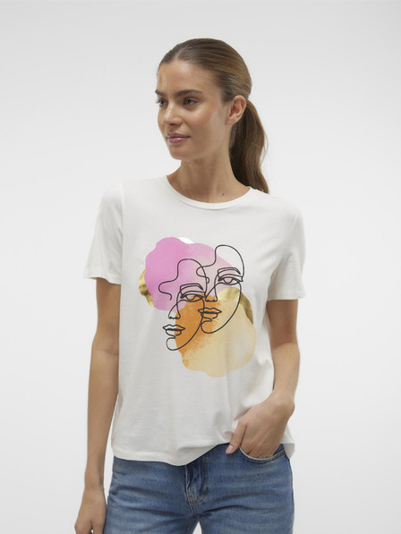 Vero Moda Krémové dámské tričko Vero Moda Facey