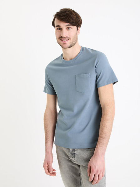 Celio Modré pánské basic tričko Celio Gepik
