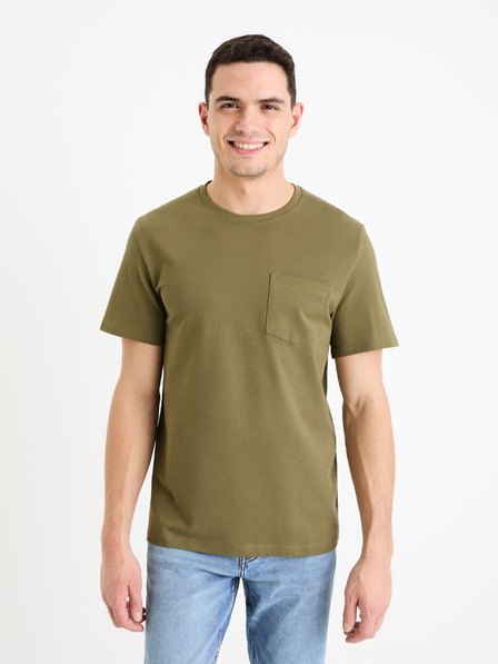 Celio Khaki pánské basic tričko Celio Gepik