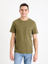 Celio Khaki pánské basic tričko Celio Gepik