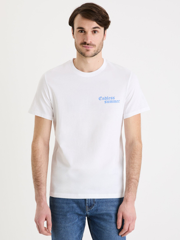 Celio Bílé pánské tričko Celio Gexend