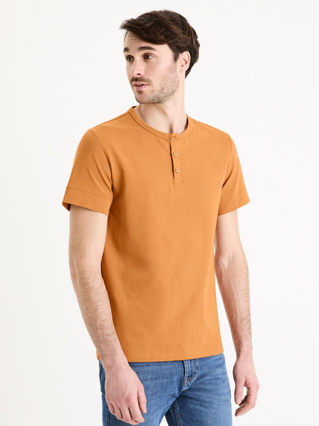 Celio Hnědé pánské basic tričko Celio Geley
