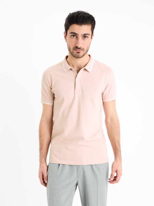 Celio Starorůžové pánské basic polo tričko Celio Decolrayeb