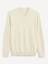 Celio Krémový pánský basic svetr Celio Decotonv