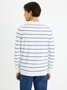 Celio Bílý pánský pruhovaný basic svetr Celio Decoton