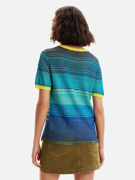Desigual Žluto-modré dámské úpletové tričko Desigual Sun