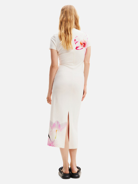 Desigual Bílé dámské květované midišaty Desigual Lila Lacroix