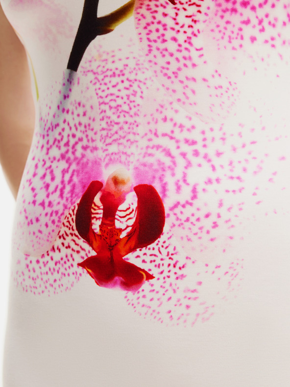 Desigual Bílé dámské květované midišaty Desigual Lila Lacroix