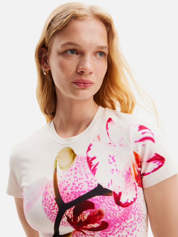 Desigual Bílé dámské květované midišaty Desigual Lila Lacroix