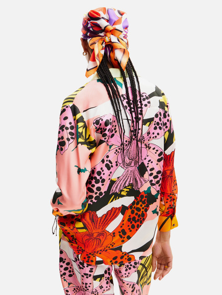 Desigual Červeno-růžová dámská vzorovaná hedvábná halenka Desigual Ericeira Lacroix