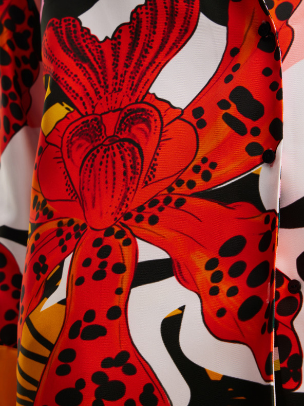 Desigual Červeno-růžová dámská vzorovaná hedvábná halenka Desigual Ericeira Lacroix