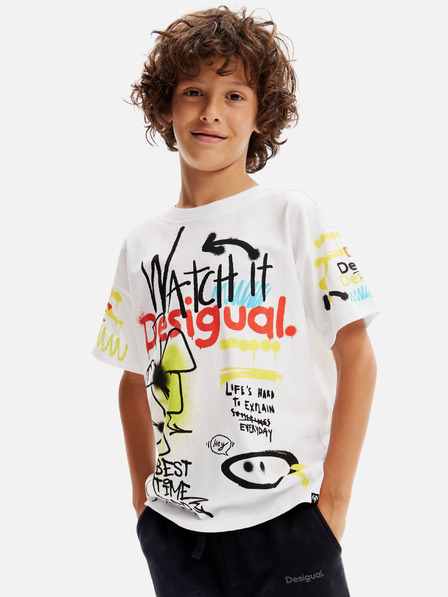 Desigual Bílé klučičí tričko Desigual Aslan