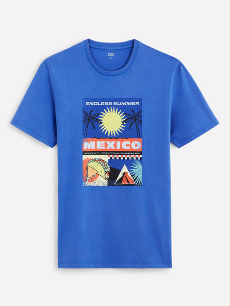 Celio Modré pánské tričko Celio Dexico