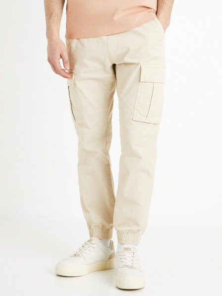 Celio Krémové pánské cargo kalhoty Celio Docar