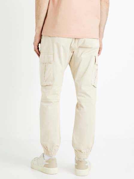 Celio Krémové pánské cargo kalhoty Celio Docar
