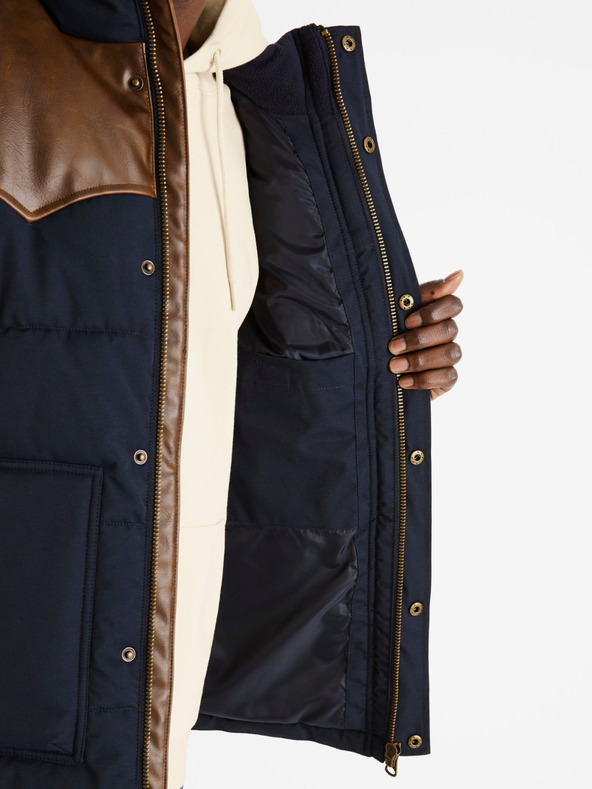 Celio Hnědo-tmavě modrá pánská prošívaná vesta Celio Dumountain