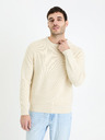 Celio Krémový pánský basic svetr Celio Gexter