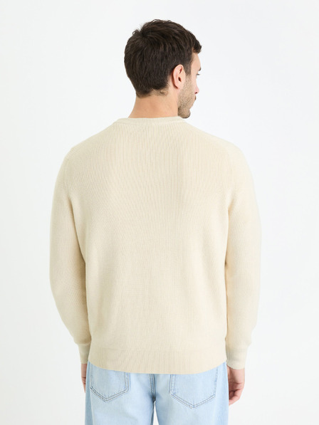 Celio Krémový pánský basic svetr Celio Gexter