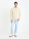 Celio Krémový pánský basic svetr Celio Gexter