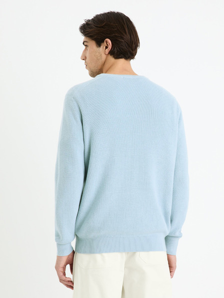 Celio Světle modrý pánský basic svetr Celio Gexter